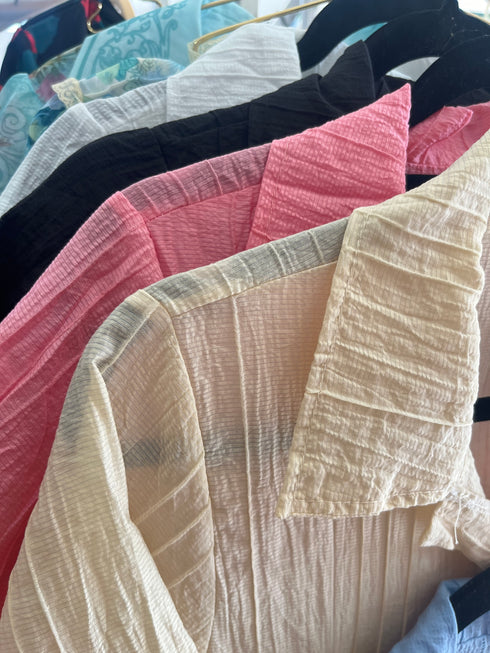 Collar Down Ruffle Tiered Tops